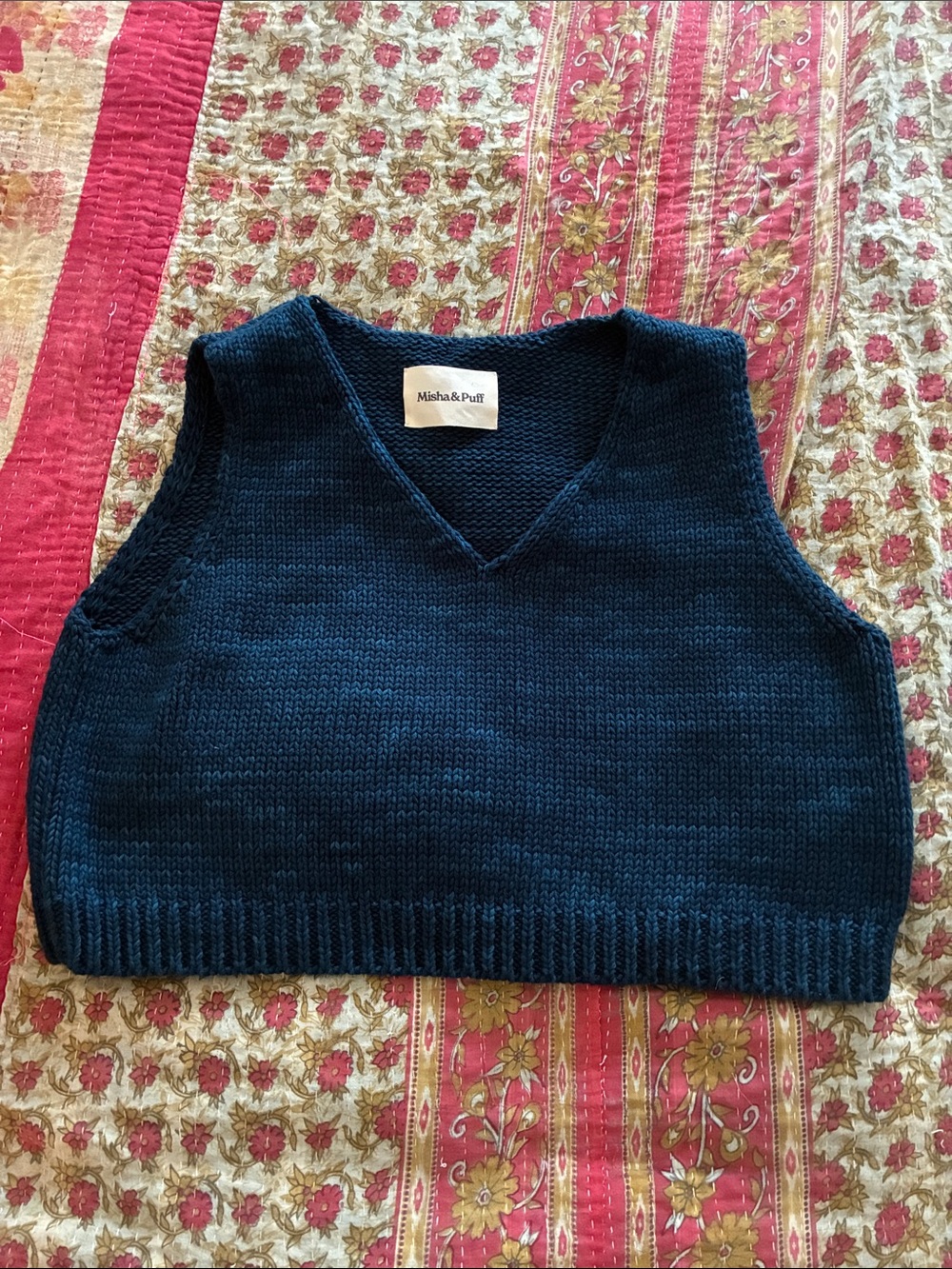 Misha And Puff Deep Navy V-Neck Knit Sweater Vest
